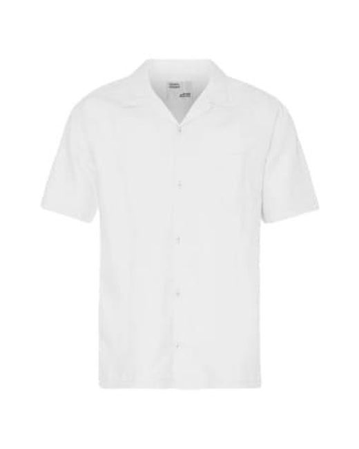 COLORFUL STANDARD White Short Sleeve Linen Shirt Optical for men