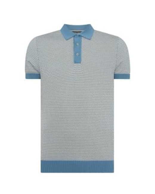 Remus Uomo Blue Contrast Collar Knitted Polo M for men
