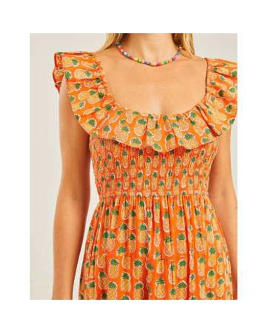 Pink City Prints Orange Susie Dress Pineapple S