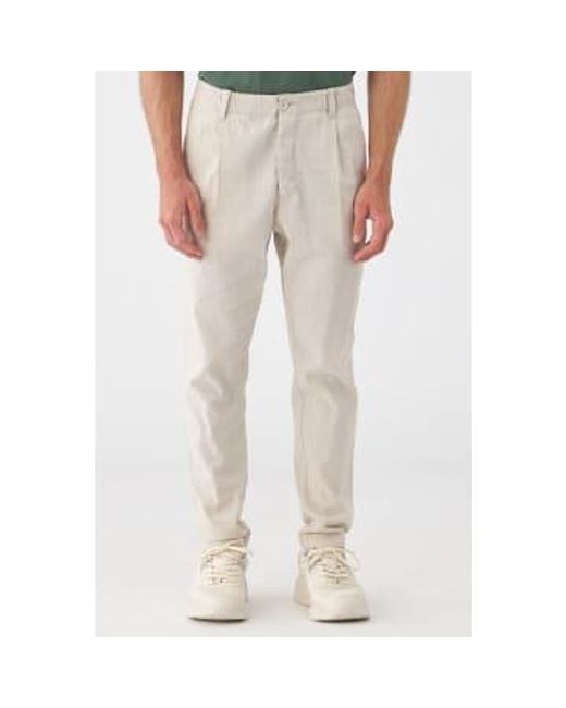 Transit Natural Double-faced Striped Cotton/linen Trousers Stone Extra Small / for men