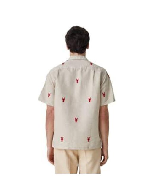 Portuguese Flannel Gray Lobster Short Sleeve Shirt / M for men
