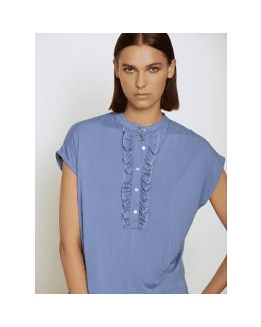 SKATÏE Blue Modal High Neck T-Shirt in Maya