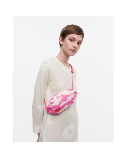 Marimekko Pink Leather Bag With Hinge Shoulder Strap