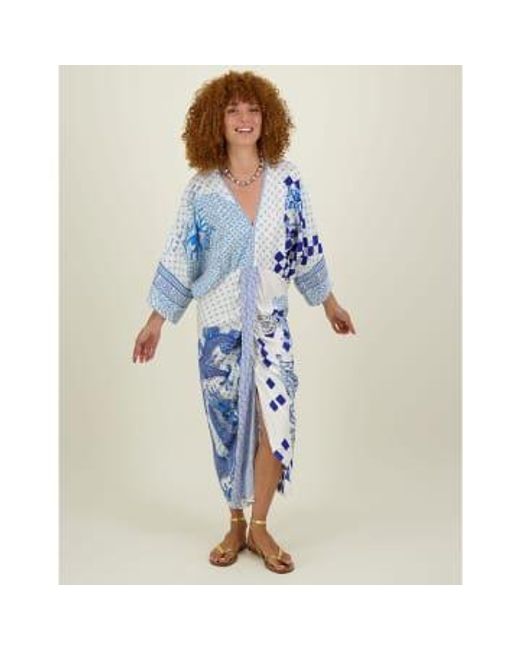 ME 369 Blue Sophia Kimono Dress Amalfi Coast M/l