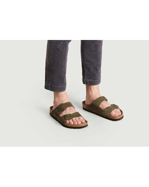 Birkenstock Forest Green Leather Arizona Suede Sandal for Men | Lyst