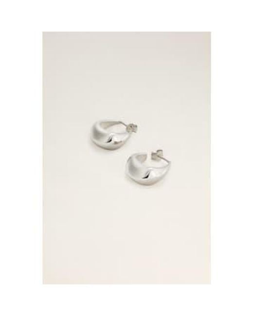 Lemaire White Curved Mini Drop Earings Silver Os