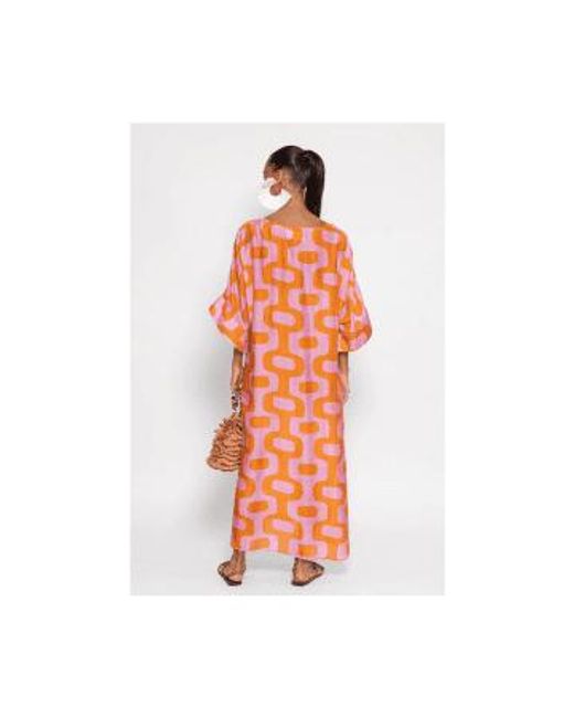 Leandre vestido estampado geométrico col: rosa/naranja, talla: m/ Sundress de color Orange