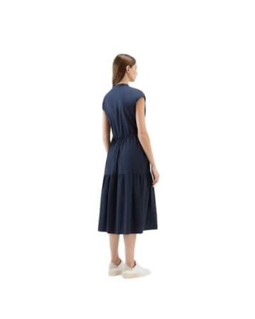 Woolrich Blue Poplin Long Dress Melton Xs
