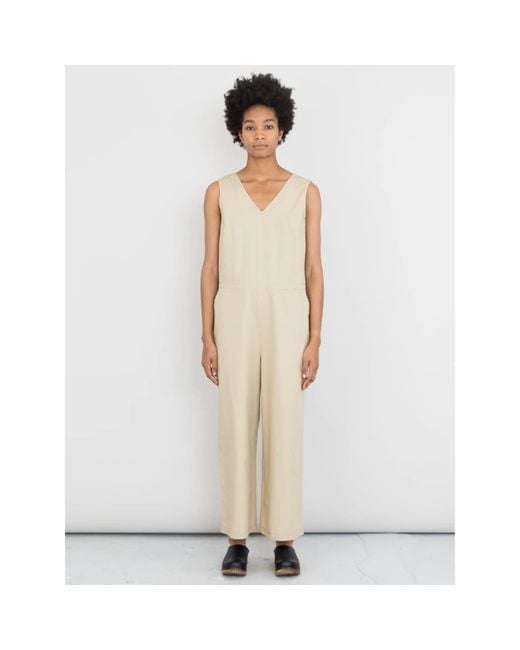 Folk Natural V Overall Jumpsuit In Tan Ripstop
