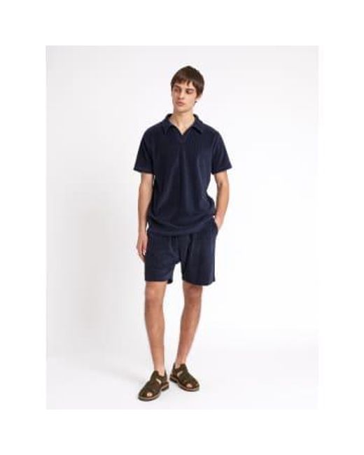 Oliver Spencer Blue Willow Navy Austell Short Sleeve Polo Shirt M for men