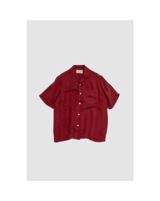 Portuguese Flannel Red Cupro Shirt Stripe Bordeaux S for men