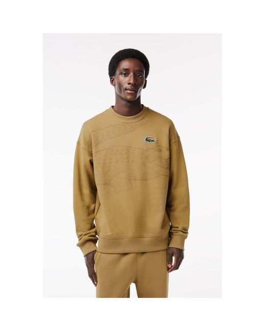 Lacoste 's Round Neck Loose Fit Croc Print Jogger Sweatshirt in Green for  Men | Lyst UK