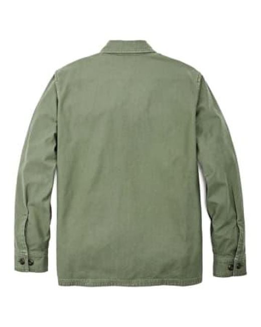 Filson Green Reverse Sateen Jac-shirt Washed Fatigue Medium for men