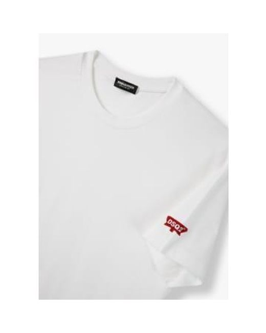 T-shirt à la feuille d'érable en blanc DSquared² pour homme en coloris White