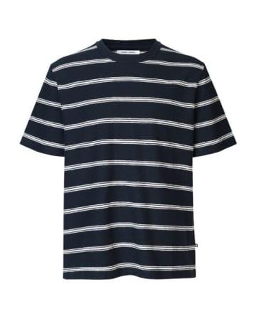 Samsøe & Samsøe Katlego gewebter Streifen T -Shirt Dark Navy / Weiß in Blue für Herren