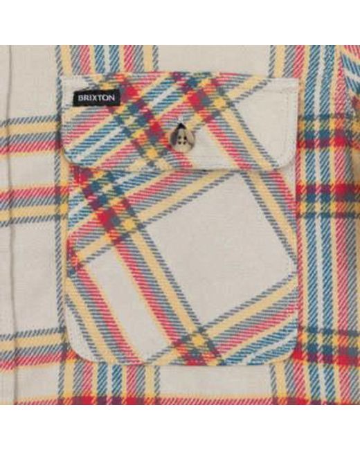 Bowery Flannel Check Shirt In Yellow And Red di Brixton in Metallic da Uomo