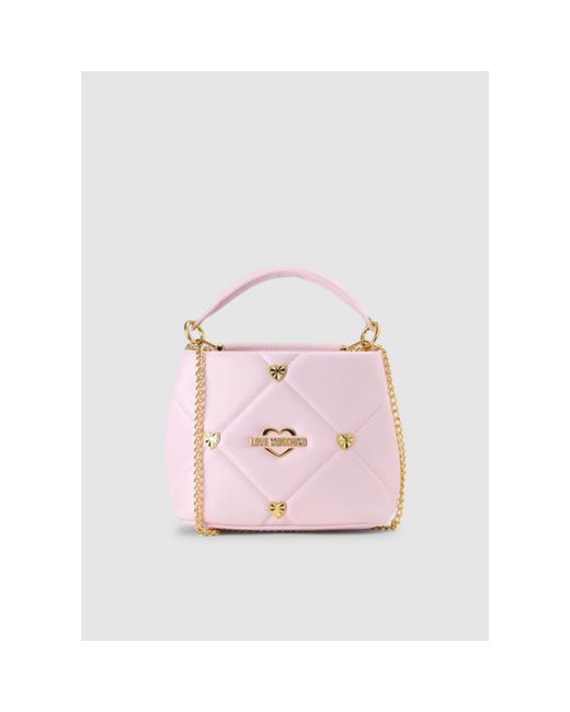 Womens Jewel Heart Bucket Bag In Pink di Love Moschino