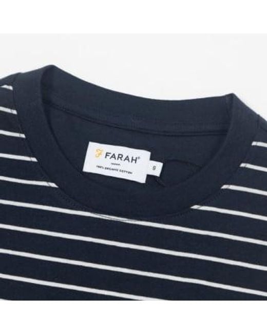Oakland Stripe Short Sleeve T Shirt In And White di Farah in Blue da Uomo