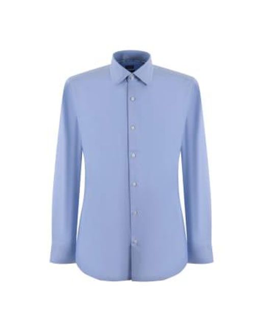 Boss Blue H-hank-kent Light Slim Fit Stretch Cotton Twill Shirt 50512824 450 16.5 for men
