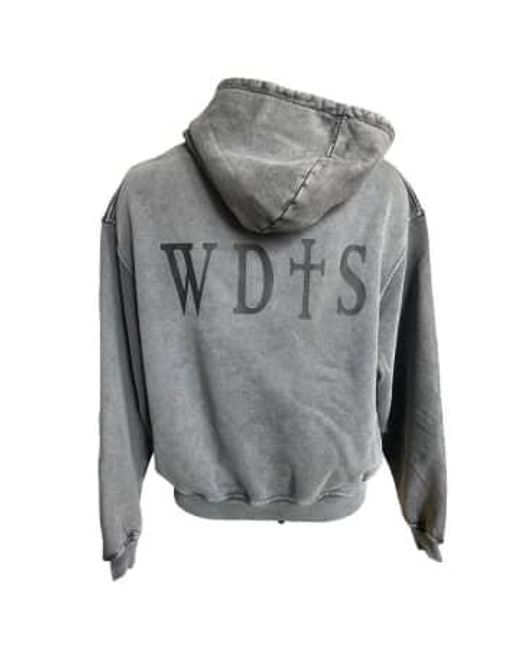 Wdts Window Dressing The Soul Charcoal Distressed Heavyweight Unisex Hooded Sweatshirt di WDTS in Gray