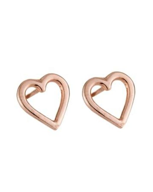 Posh Totty Designs Brown Gold Plated Open Mini Heart Stud Earrings Gold |