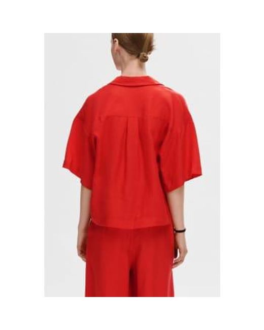 Flame scarlet lyra boxy linen shirt SELECTED en coloris Red