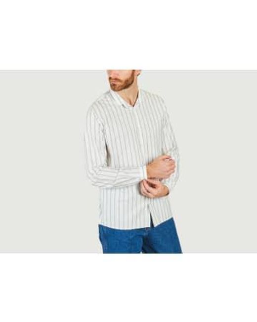 Homecore White Pala Malaga Shirt Italian Collar Cotton Striped Ecru S for men