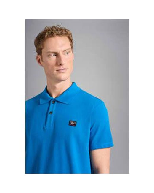 Paul & Shark Blue Organic Cotton Piqué Polo With Iconic Badge Small for men