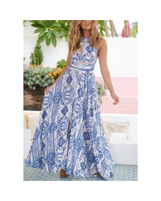 Jaase Blue Denim Dreams Print Endless Summer Maxi Dress
