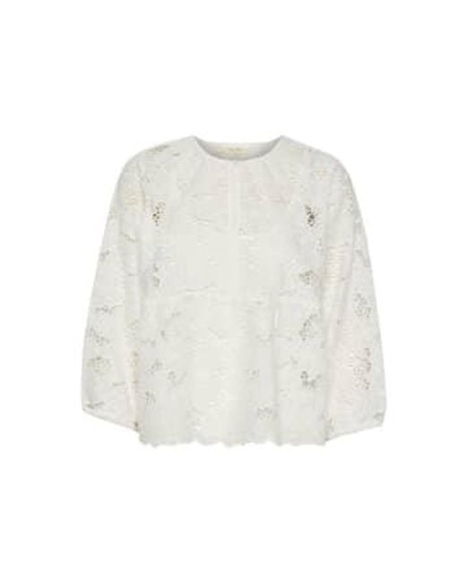 Part Two White Anidas Embroidered Blouse Dk 36 Uk 10