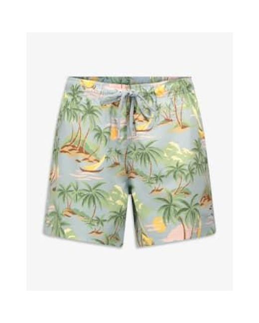 Hawaiian Print Swim Shorts In Dove 922416008 474 di Gant in Green da Uomo