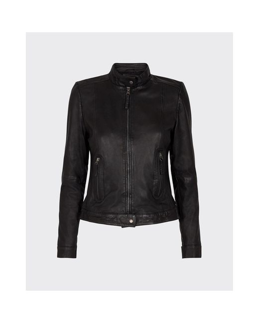 Minimum Becksy Black Leather Jacket, Plain Pattern - Lyst