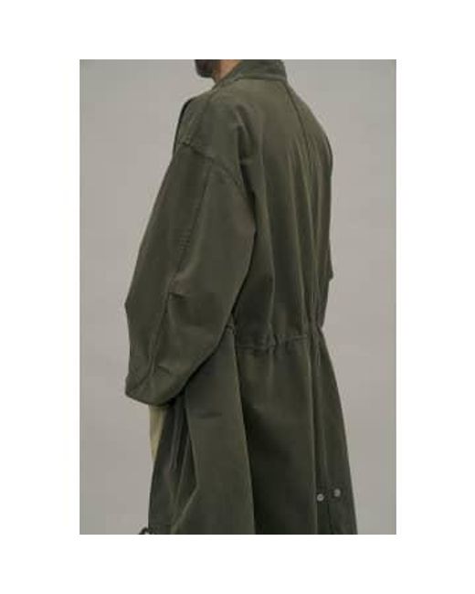 PARTIMENTO Green Vintage Washed M-65 Fishtail Coat In for men