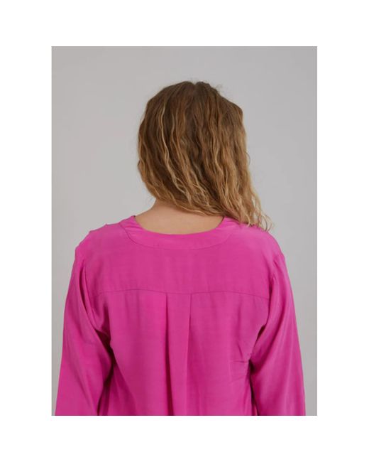 COSTER COPENHAGEN V Neck Shirt With Pleats Pink | Lyst