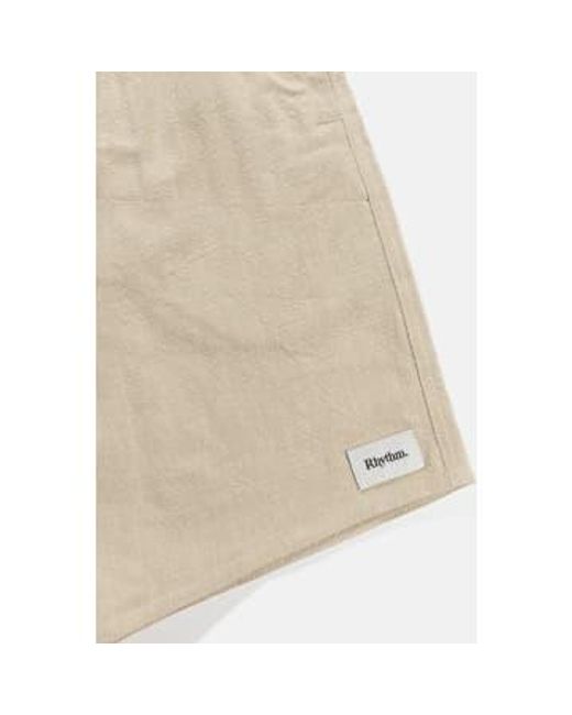 Rhythm Brown Sand Textured Linen Jam Shorts Ecru / 30 for men