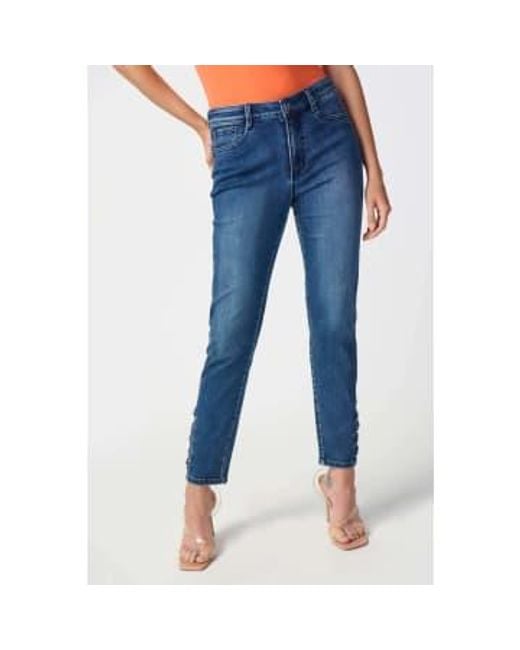 Joseph Ribkoff Blue Classic Slim Jeans With Embellished Hem 10