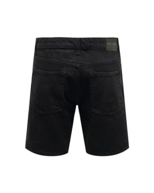 Short en jean noir Only & Sons pour homme en coloris Black