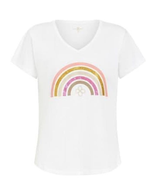 Rainbow V Neck Tee Or Pink di Costa Mani in White