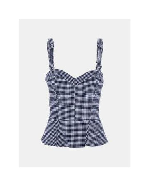 Sl Corset Vichy Top Or Cave And White di Guess in Blue