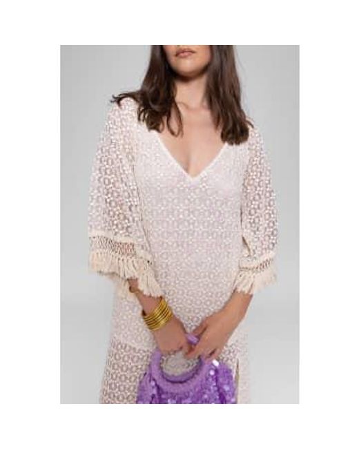 Sundress White Crochet Sequins Dress