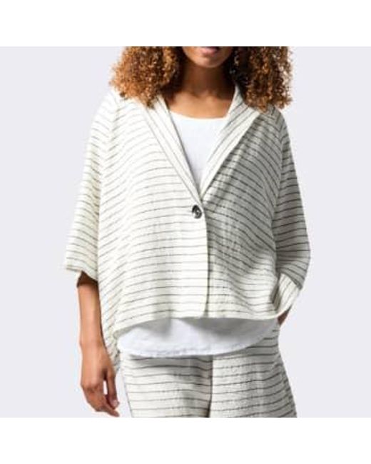 Sahara Gray Linen Viscose Stripe Boxy Jacket Ivory/ M/l