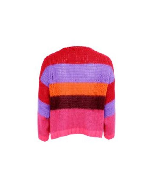 Black Colour Red Ruby Cardigan Multi Striped Onesize