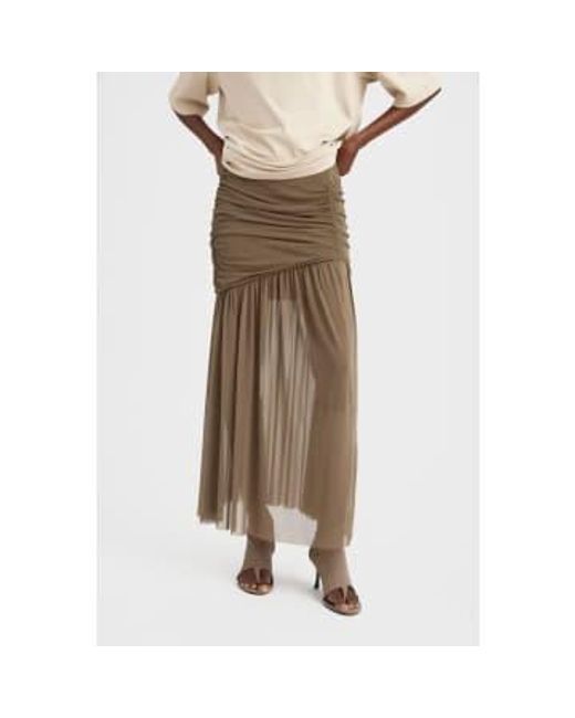 Gestuz Brown Messigz Long Skirt Stone Gray Xs