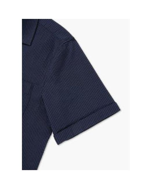 Oliver Sweeney Blue S Ravenshead Seersucker Short Sleeve Shirt for men