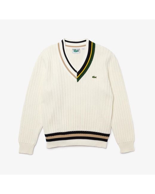 Lacoste Multicolor Jersey New Classic In Corrugated Knitted With Colorful Details And Peak Neck for men