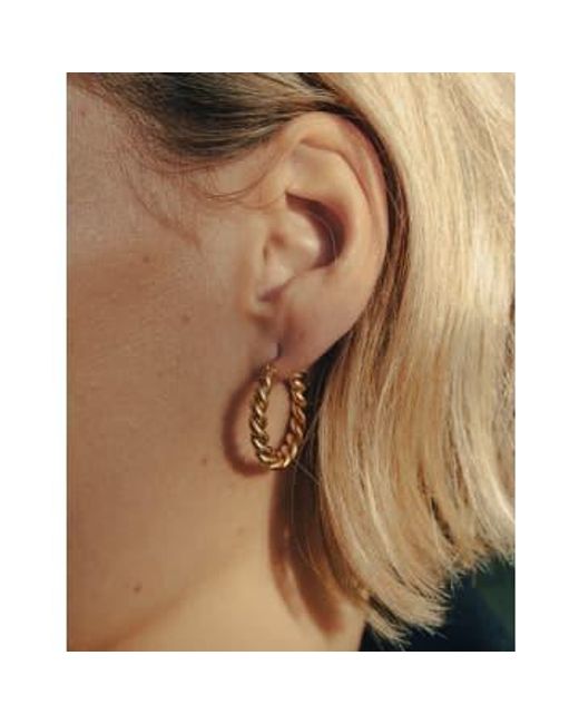 Boucles d'oreilles créoles torsadées en or, or imperméable 18 carats sans ternissement Nordic Muse en coloris Brown