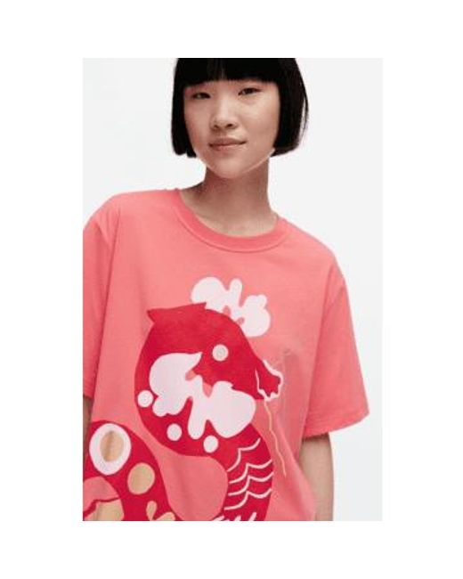 Marimekko Red Corte -sleeved Cotton Shirt Embla Jalo Peachy