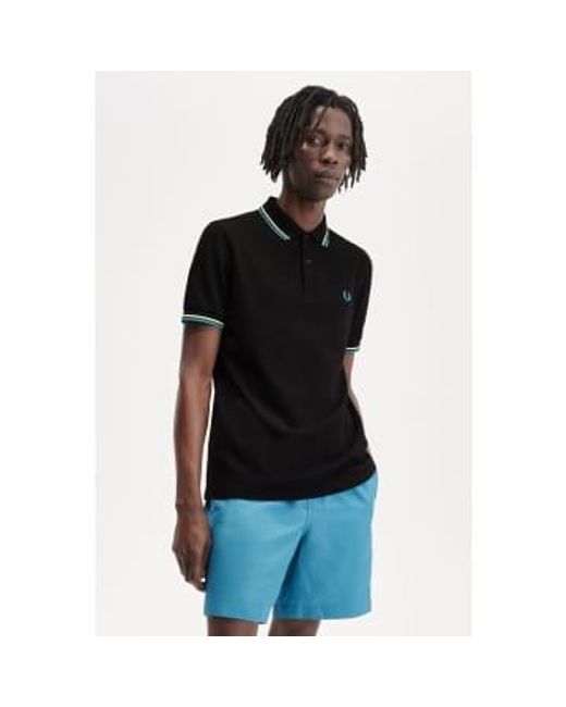 Fred Perry Black And Cyber Blue M3600 Polo Shirt for men
