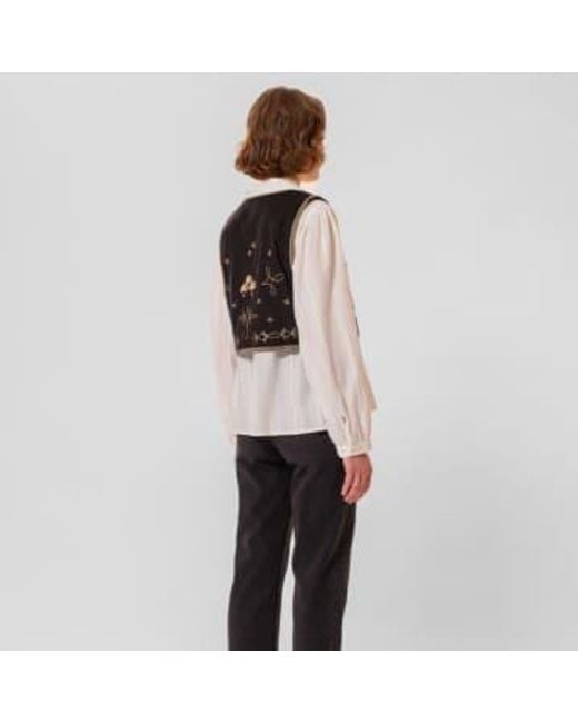 Nudie Jeans Black Vera Embroidered Vest