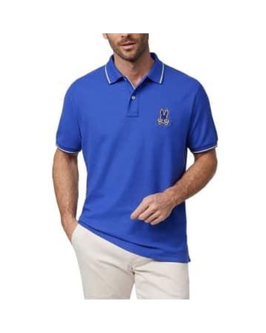 Psycho Bunny Blue Lenox Pique Polo Shirt for men